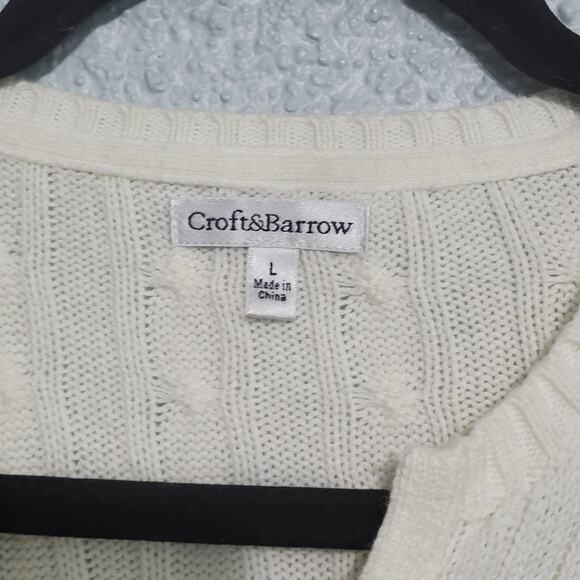 Croft & Barrow Womens Cable Knit Sweater Size L University Holiday Prep Academia - Picture 3 of 8